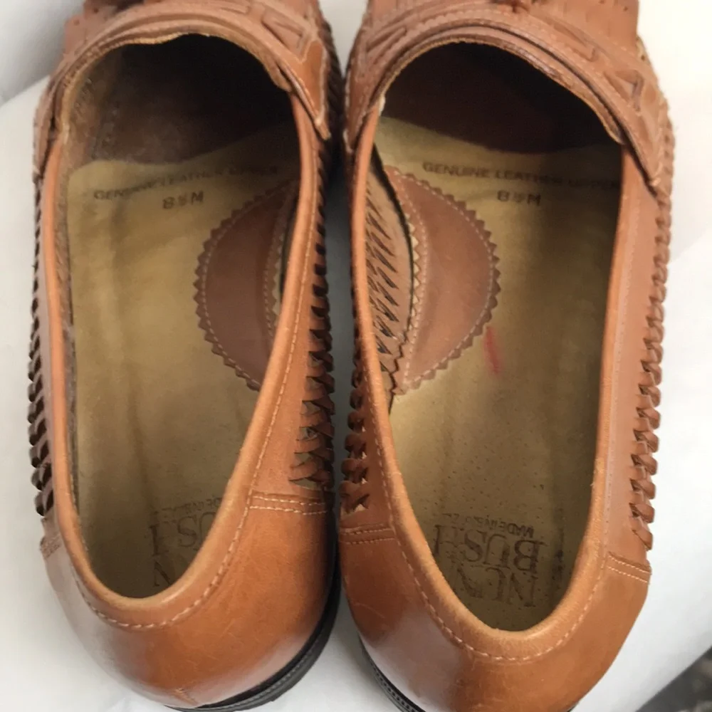 Nunn Bush Men Brown Leather Tassel Loafers huarache look made in Brazil Sz 8.5 - Picture 2 of 6